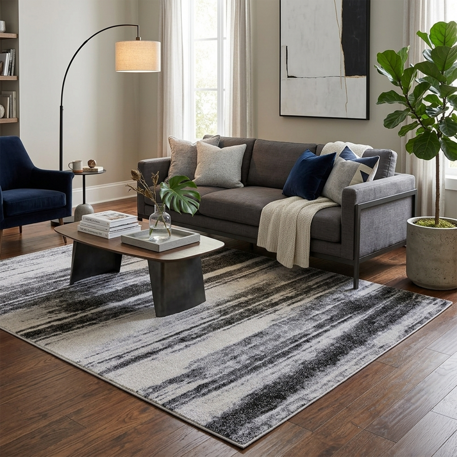 Frisee Rug 261A D.GREY/BLACK