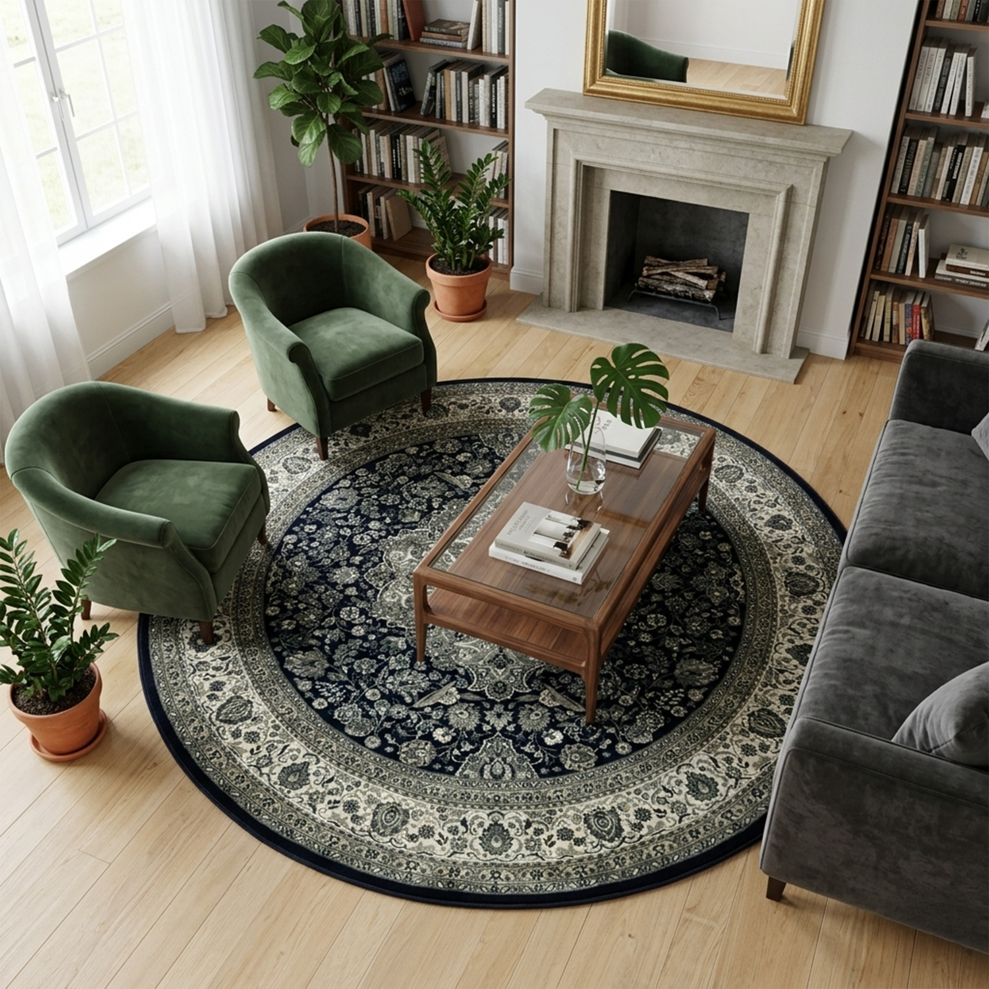 Ottoman 9063 NAVY/NAVY (Round)