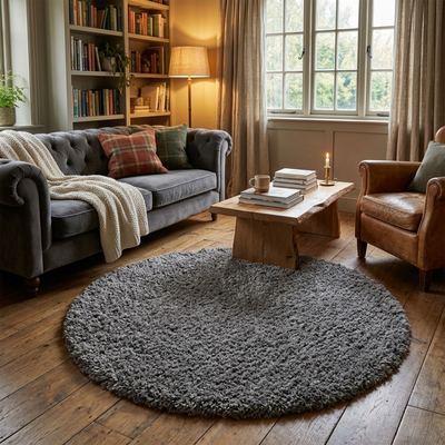 Flokati Shaggy Charcoal (Round)
