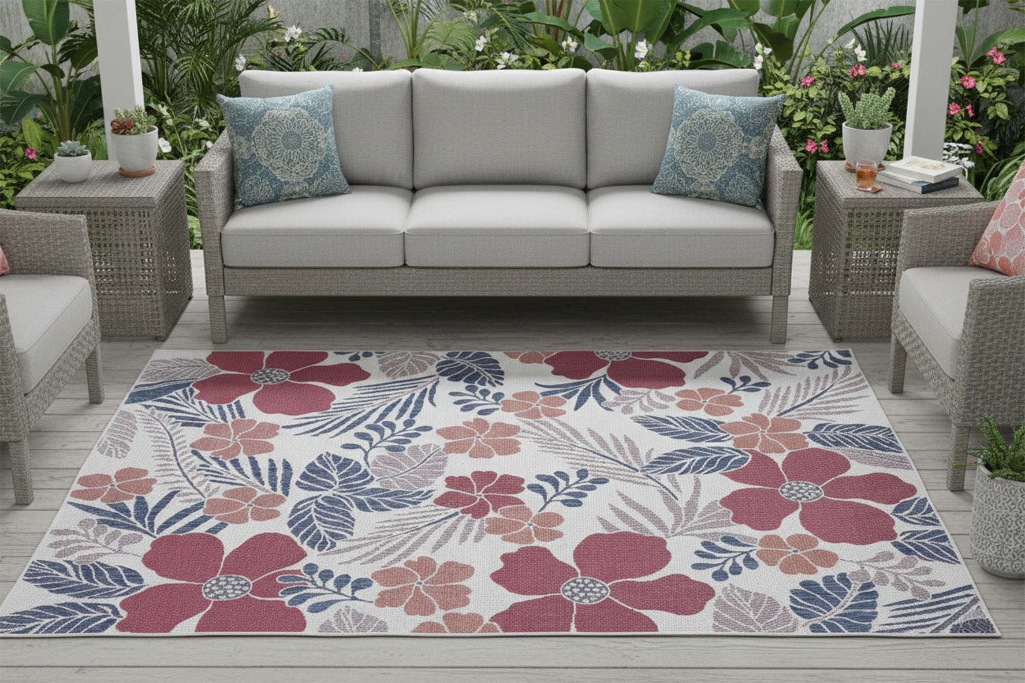 Flora 1136 Ecru S. Navy RED