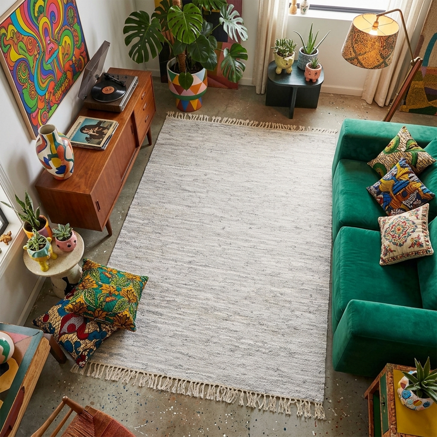 Leather Rug White