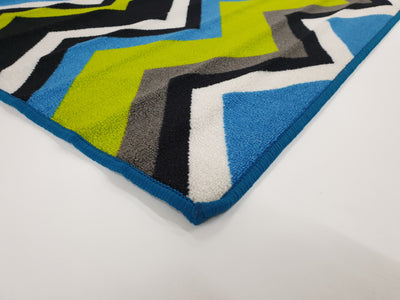 Multi Chevron Teal Lime- Rubber backing
