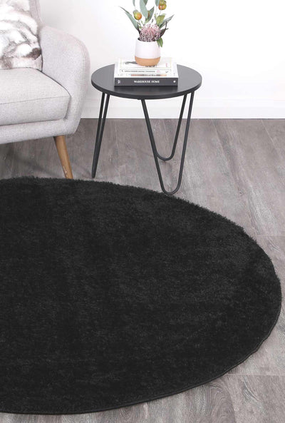 Fluffy Shaggy Round - Black