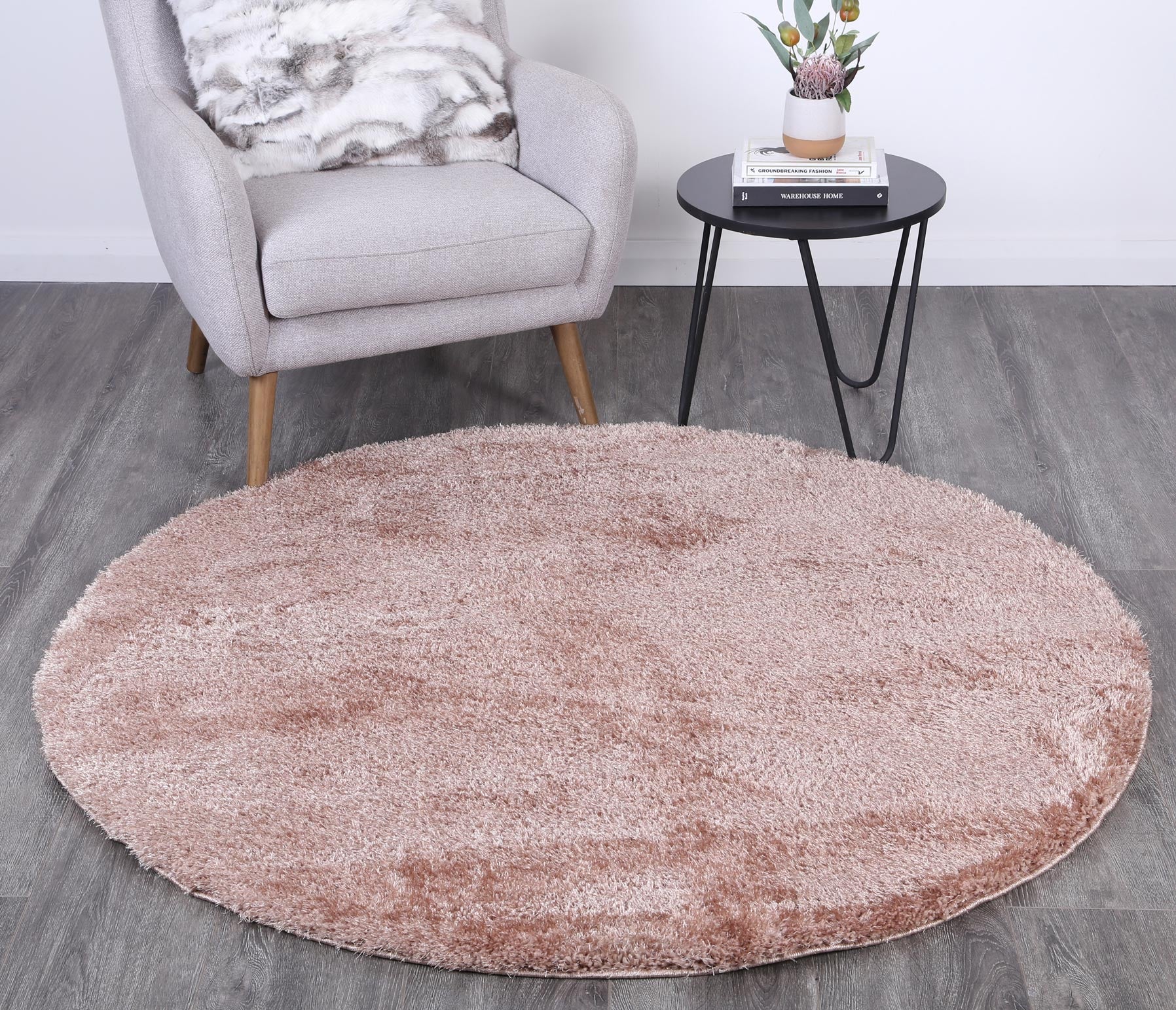 Fluffy Shaggy Round Rug Camel