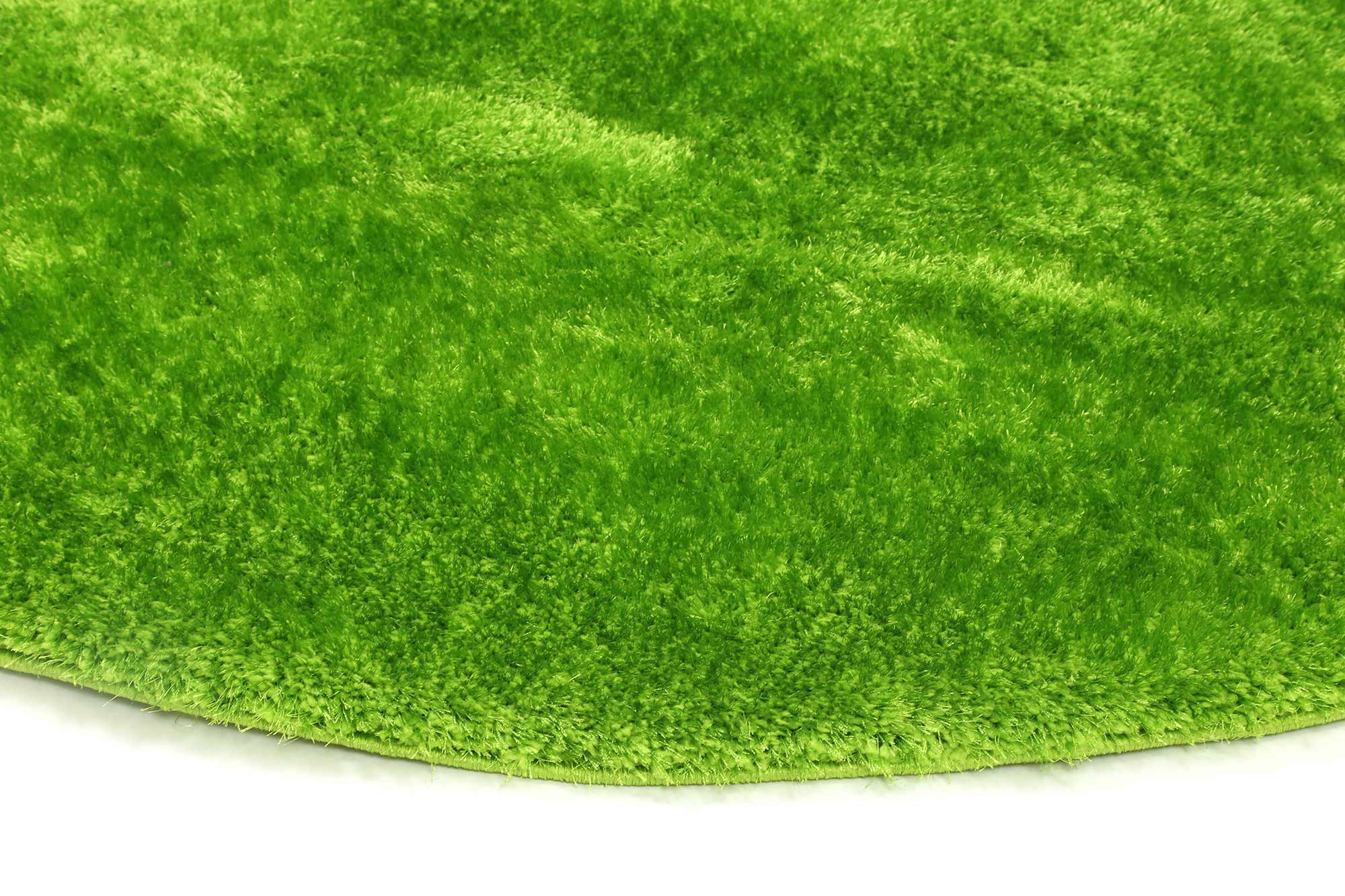 Fluffy Shaggy Round Rug Grass Green