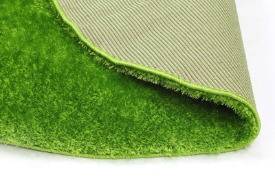 Fluffy Shaggy Round Rug Grass Green
