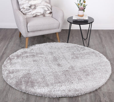 Fluffy Shaggy Round Rug Grey