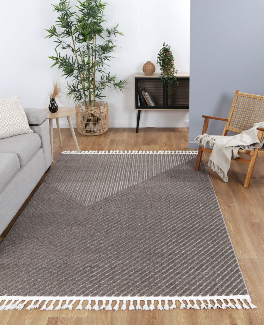 Ares  11 Cream Brown Geometric Striped