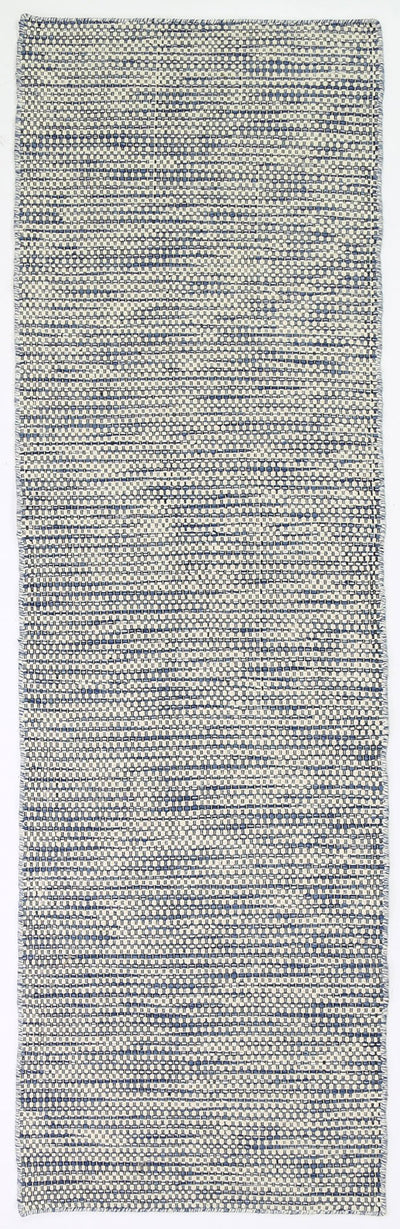 Nordic Blue Wool Runner Rug