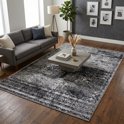 Frisee Rug 106A BLACK/L.GREY