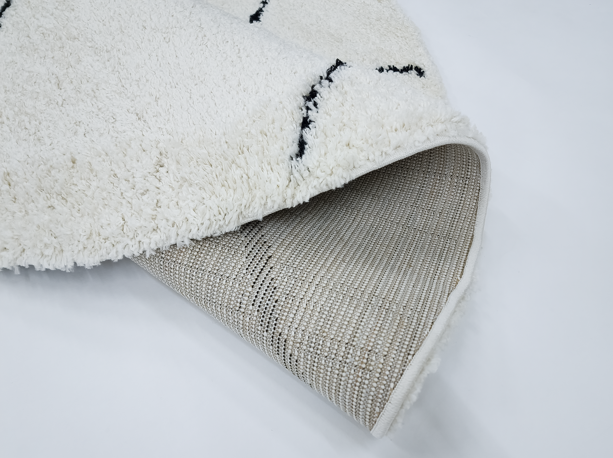 IDEAL SHAGGY  80260 390 WHITE BLACK (ROUND)