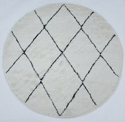 IDEAL SHAGGY  80260 390 WHITE BLACK (ROUND)