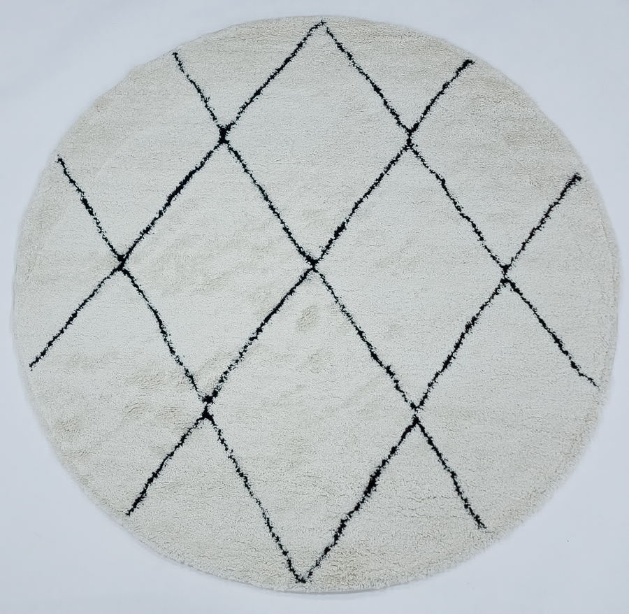 IDEAL SHAGGY  80260 390 WHITE BLACK (ROUND)