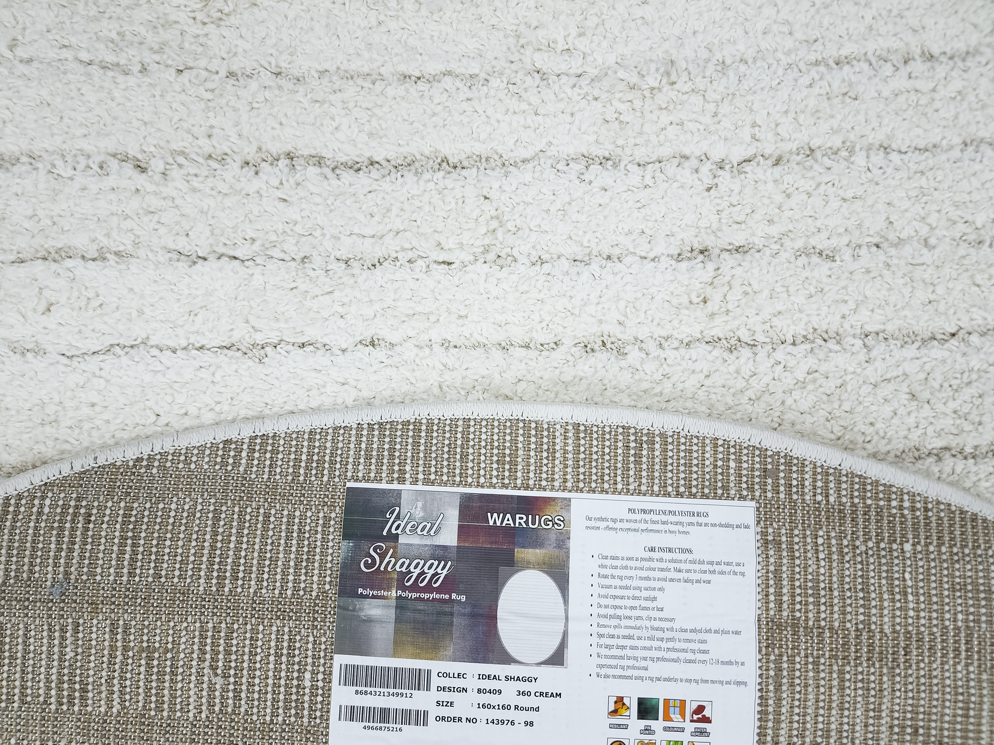 IDEAL SHAGGY 80409 360 CREAM (ROUND)