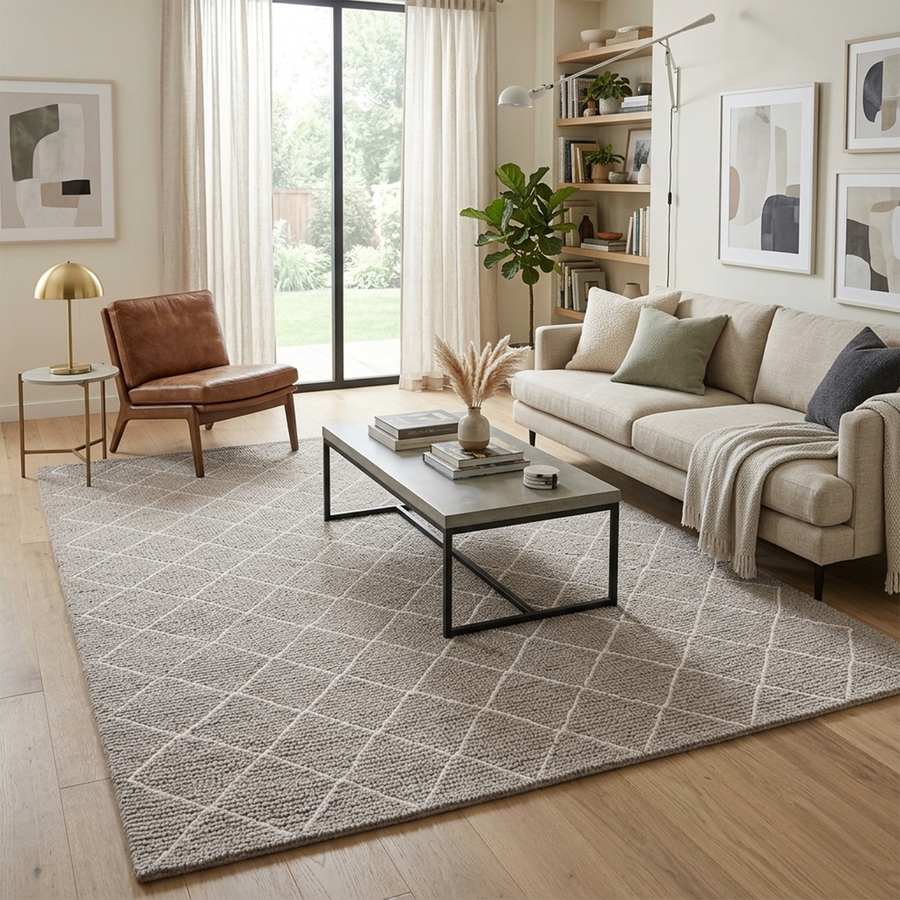 ARGYLE DIAMOND BEIGE-WOOL &  POLYESTER