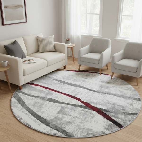 Alexa 813 CREAM RED(ROUND) - WA Rugs
