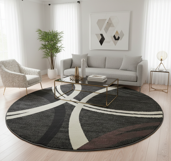 Alexa 815 FUME/BLACK (ROUND) - WA Rugs