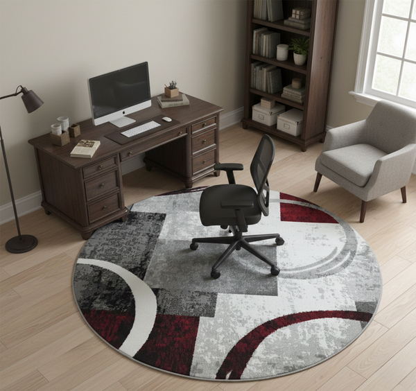 Alexa 817 GREY/RED (ROUND) - WA Rugs