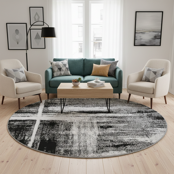 Alexa 818 GREY/CREAM (ROUND) - WA Rugs
