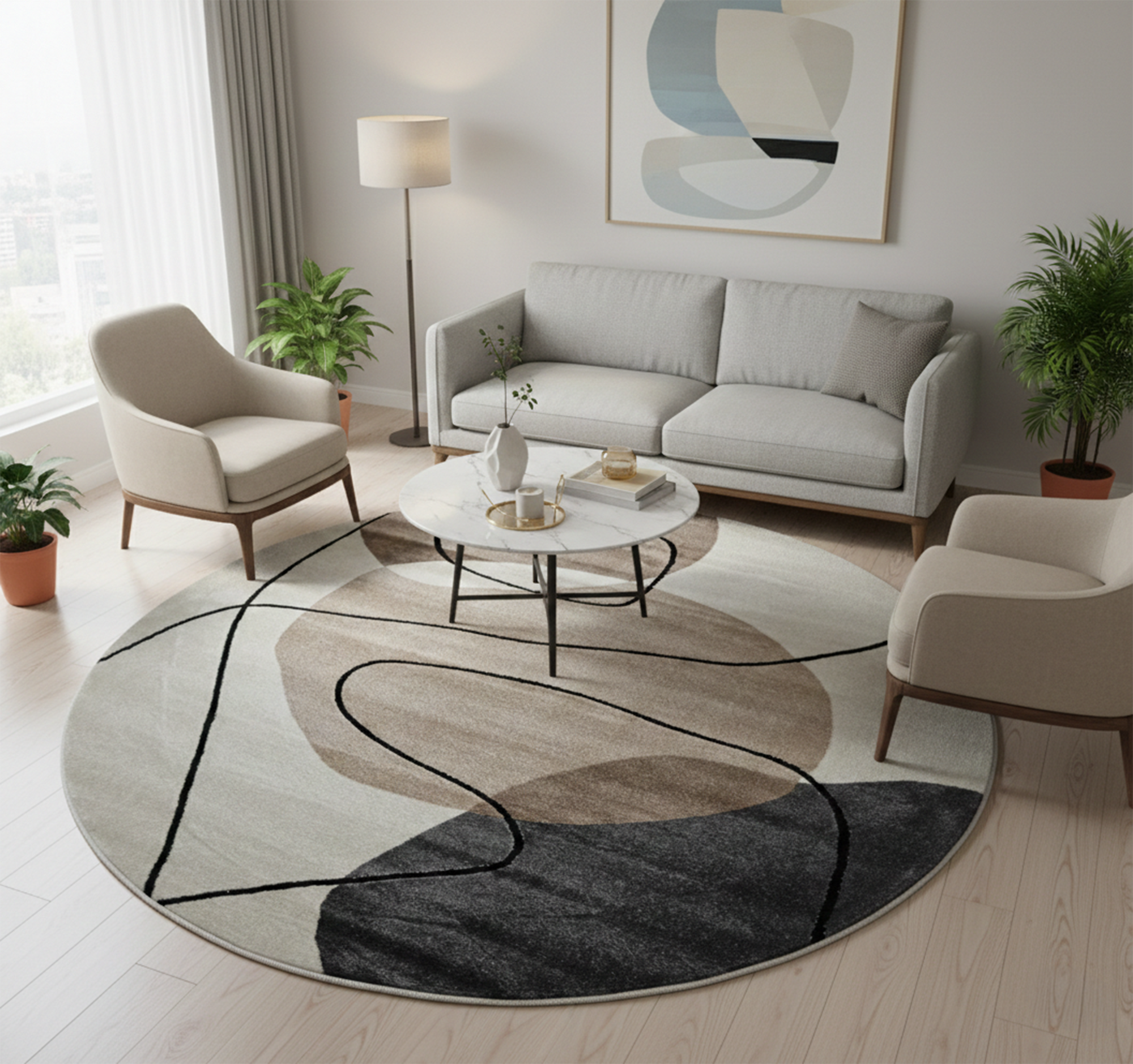 Asli 149 GREY CREAM (Round)