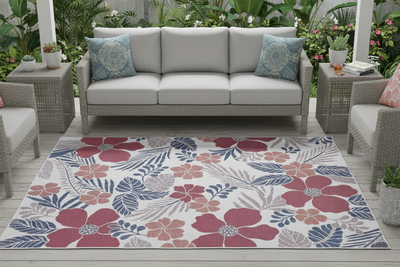 Flora  1136 Ecru S. Navy RED