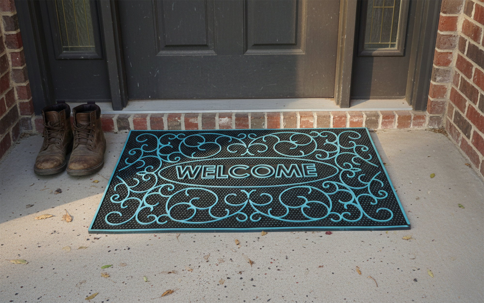 Outdoor PVC Door mat (Welcome A3 Turquoise)
