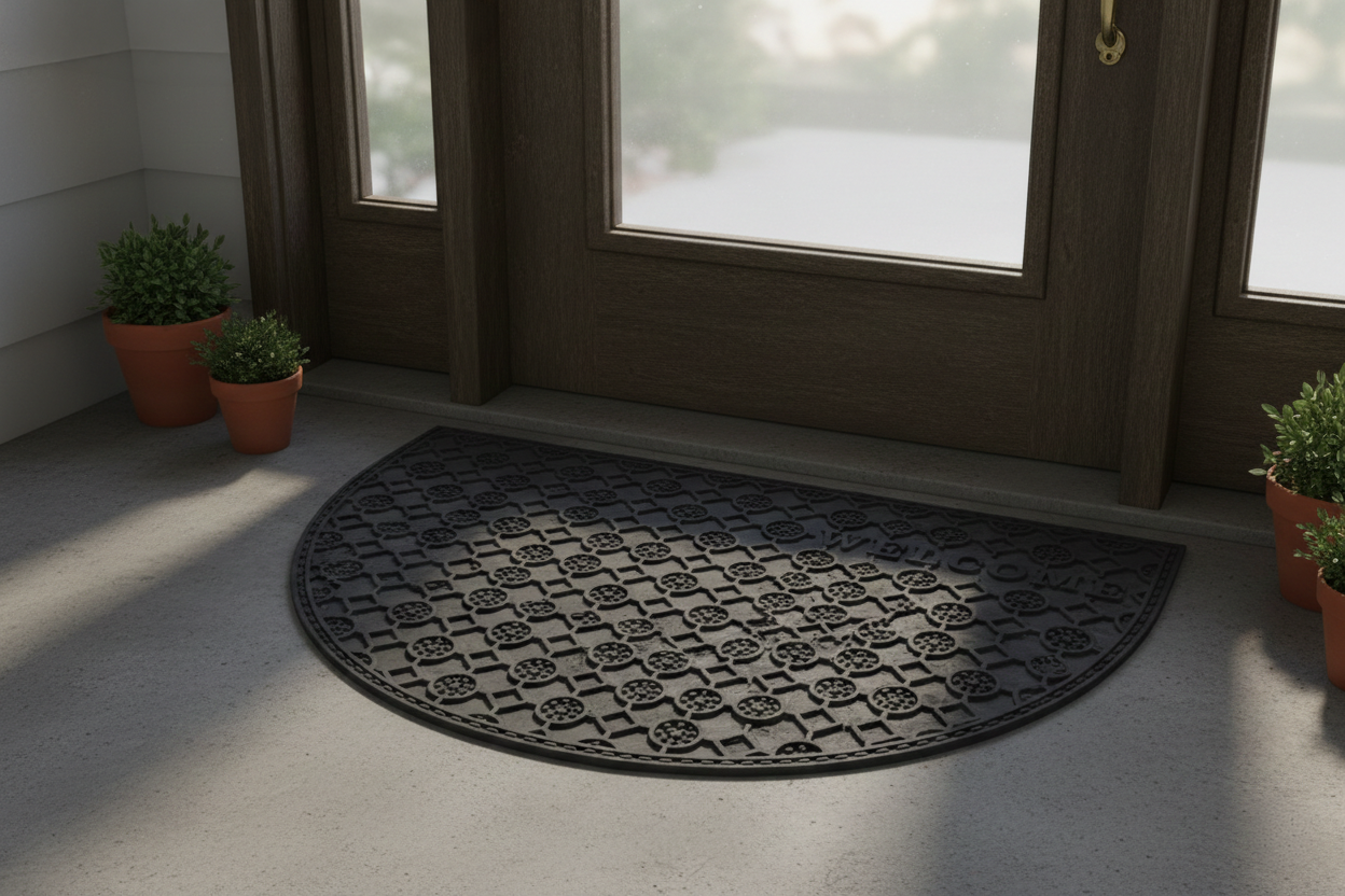 Outdoor PVC Door mat (Welcome B1 Black-Half moon)
