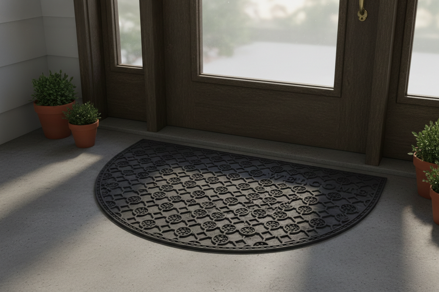 Outdoor PVC Door mat (Welcome B1 Black-Half moon)