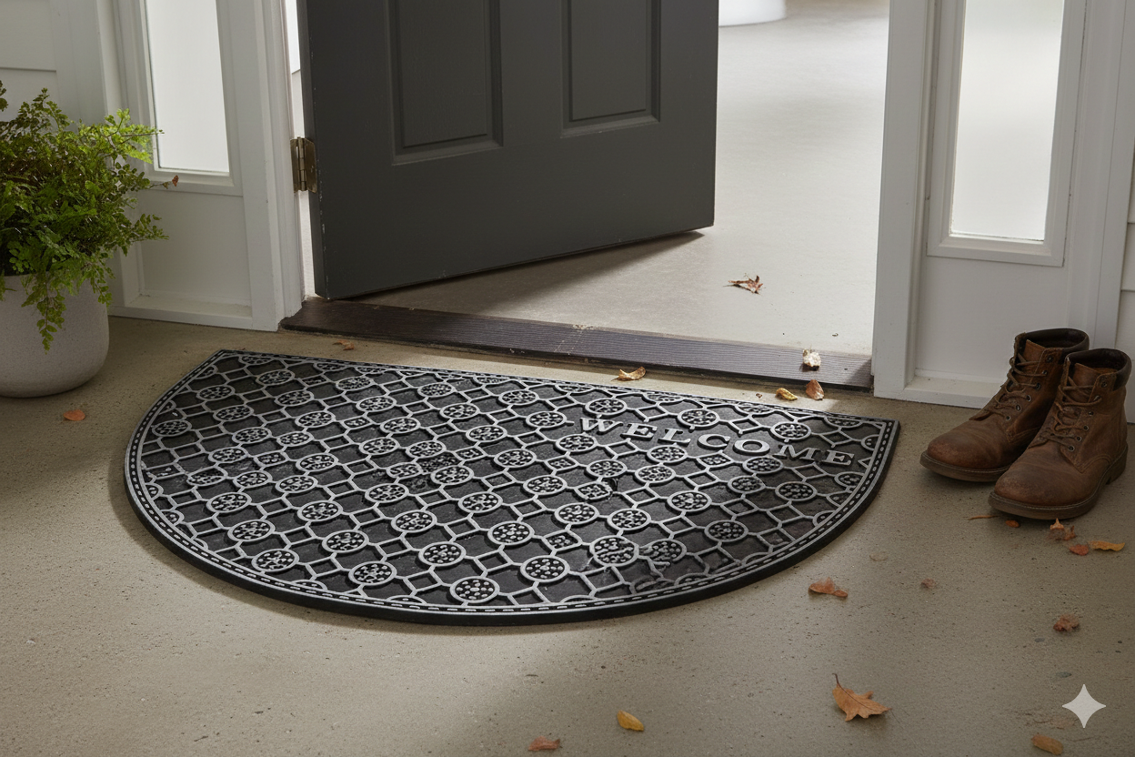 Outdoor PVC Door mat (Welcome B1 Silver Half moon)