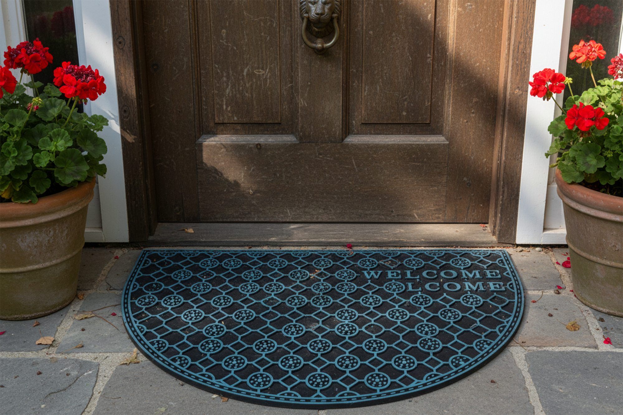 Outdoor PVC Door mat (Welcome B1 Turquoise Half moon)