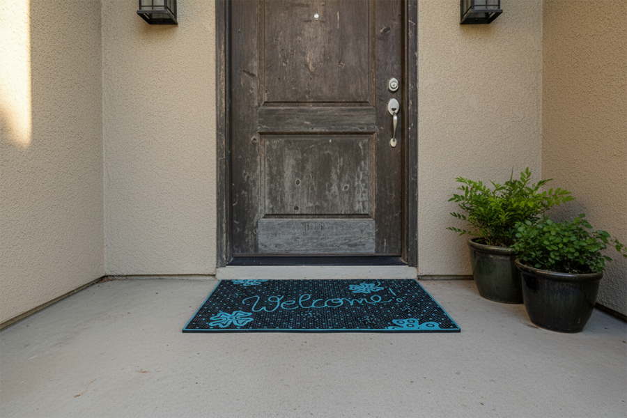 Outdoor PVC Door mat (Welcome E1  Turquoise)