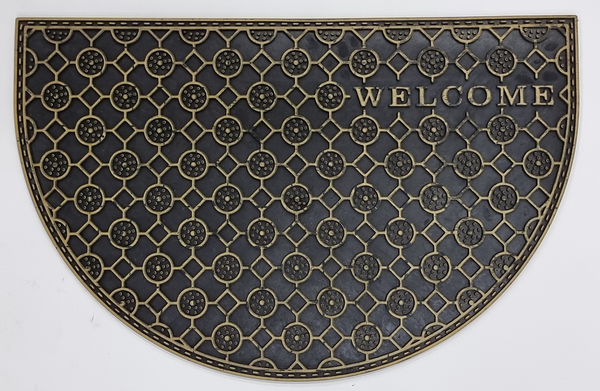 Outdoor PVC Door mat (Welcome B1 Gold Half moon) - WA Rugs