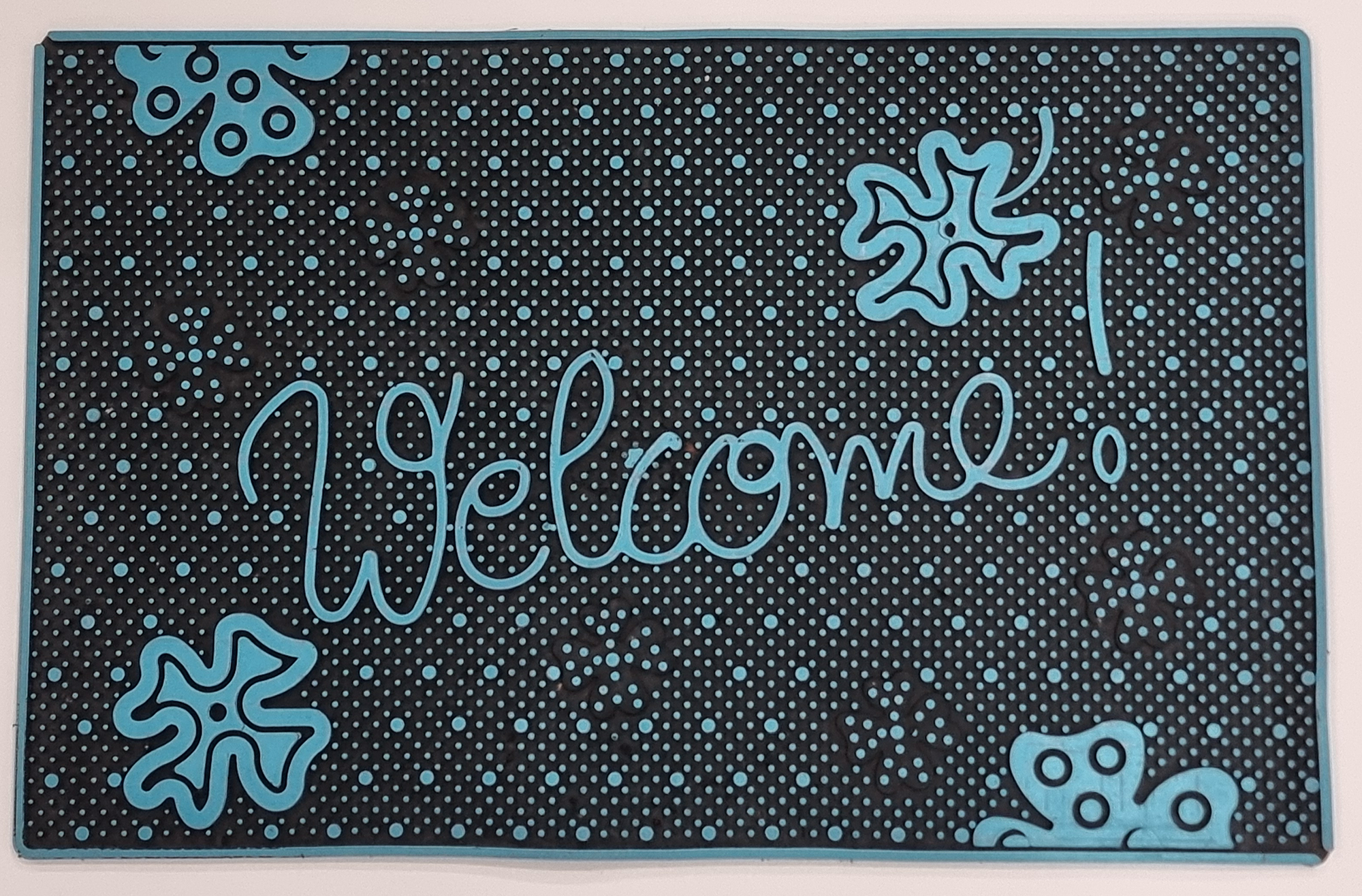 Outdoor PVC Door mat (Welcome E1  Turquoise)