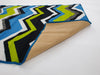 Multi Chevron Teal Lime- Rubber backing