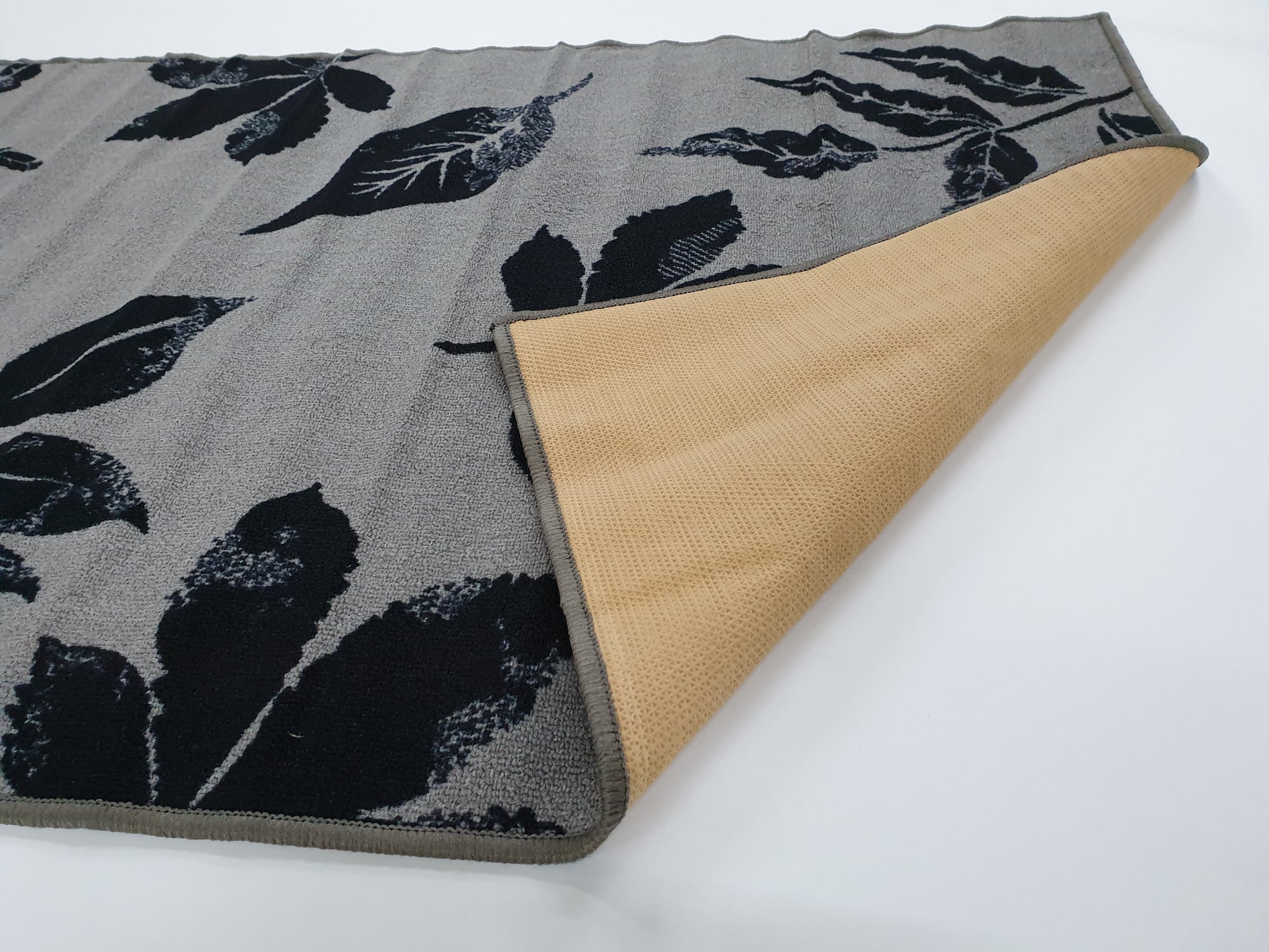 Leaves Grey - Rubber backing