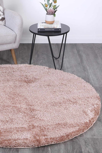 Fluffy  Shaggy Round Rug Camel