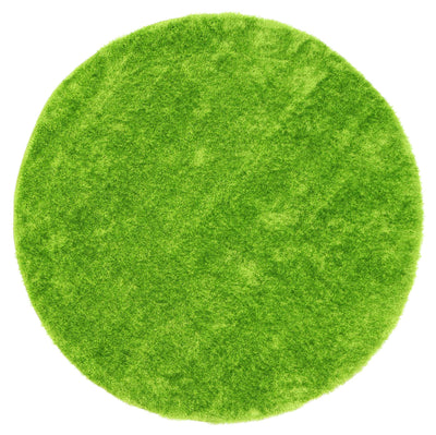 Fluffy  Shaggy Round Rug Grass Green