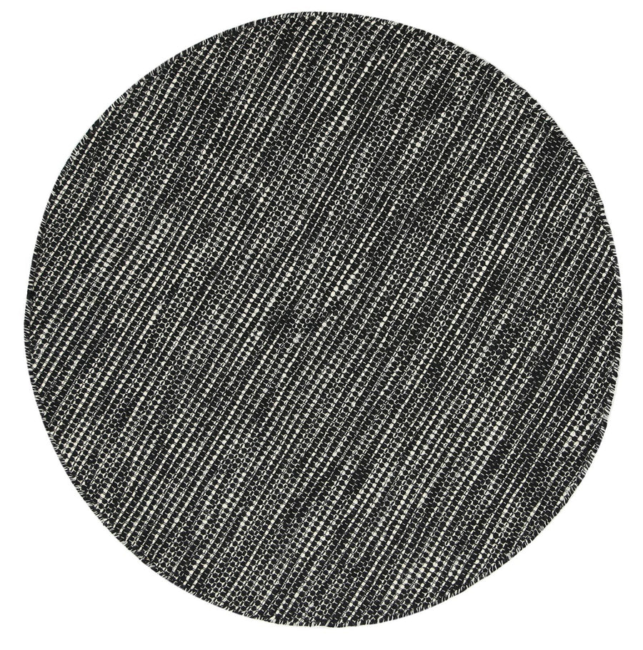 Scandi Black & White Reversible Wool Round Rug