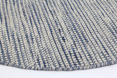 Nordic Blue Wool Round Rug