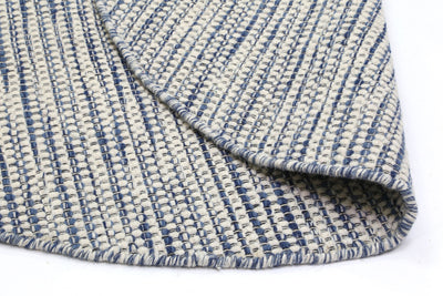 Nordic Blue Wool Round Rug