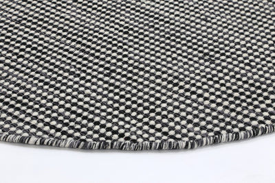 Nordic Charcoal Wool Round Rug